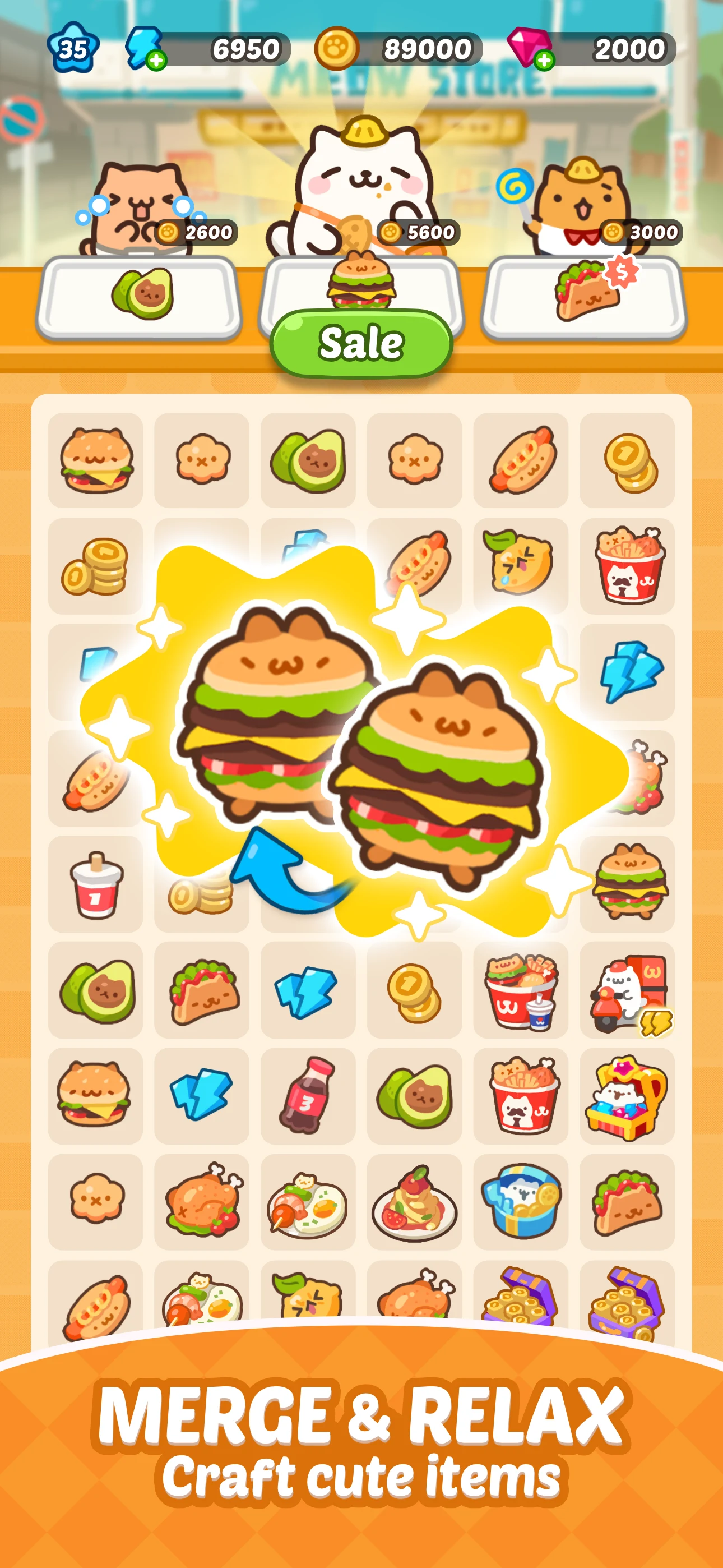 Lazy Meow City: Merge & Cats screenshot