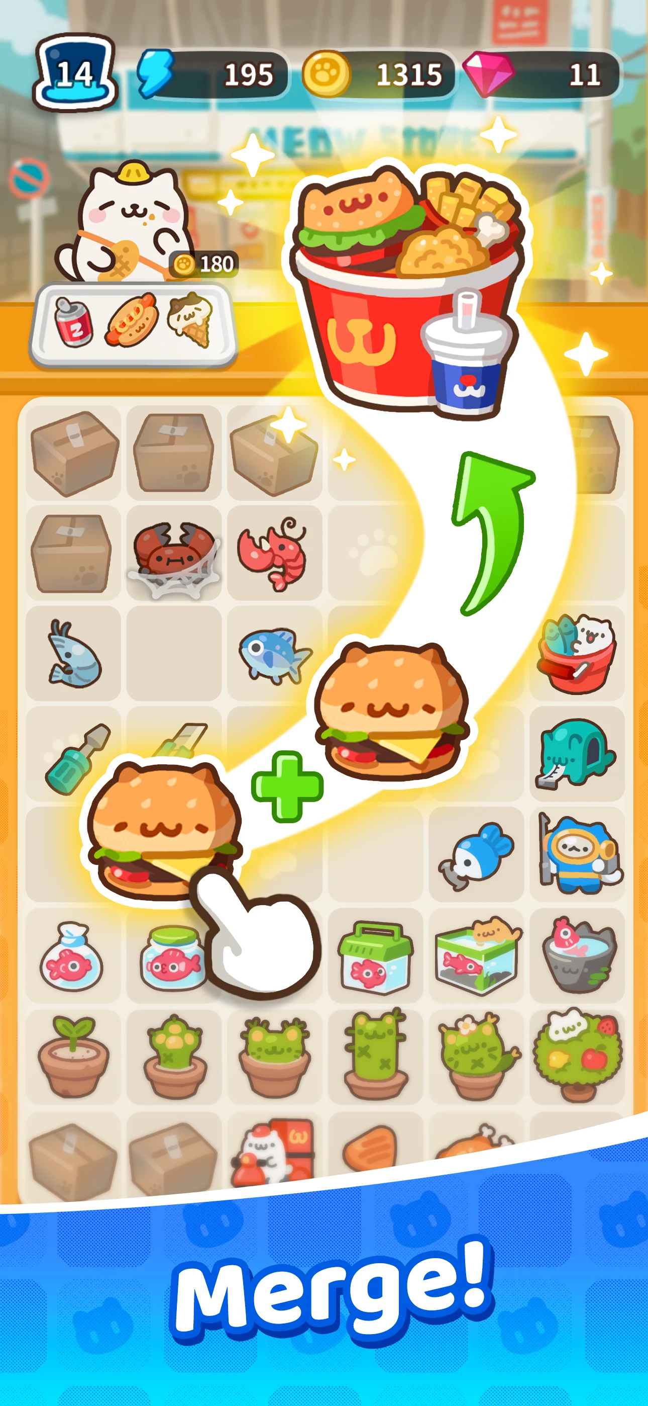 Lazy Meow City: Merge & Cats screenshot